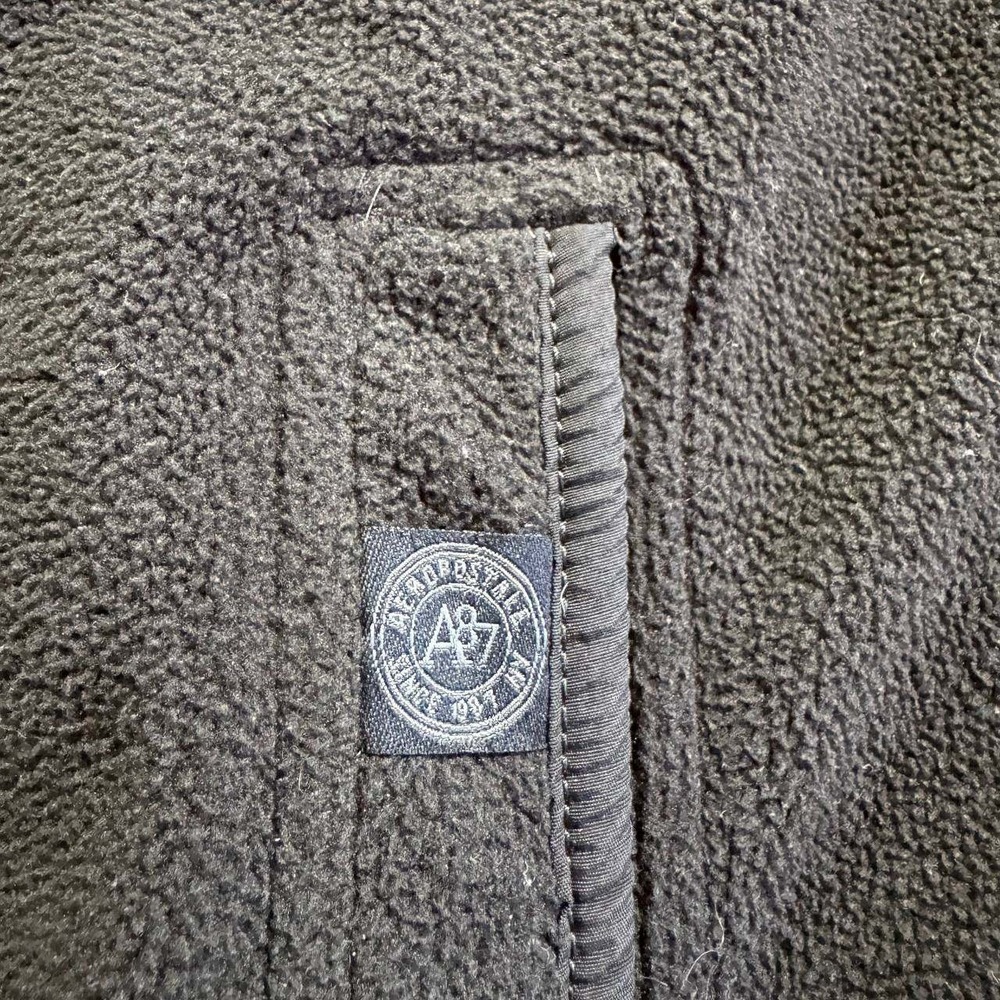 Aeropostale Fleece Jacket Mens Large Black Y2K Gorpcore Mixed Media Zip Up - Picture 9 of 15
